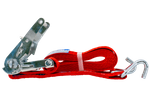 Ensemble de quatre courroies de transport rouges UNITRAIER 4 m/35 mm/2 t avec tendeur
