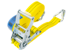Jeu de quatre courroies de transport jaunes UNITRAIER 6 m/35 mm/2 t avec tendeur
