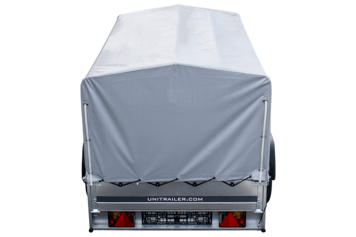 Remorque à un essieu 230x125 UNITRAILER GARDEN 230 KIPP avec châssis H-800 et bâche grise
