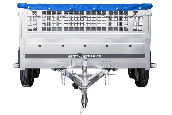 Remorque légère 264x150 UNITRAILER GARDEN 265/2 KIPP avec côtés en filet, châssis H-0 et bâche bleue