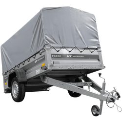 Remorque à un essieu 230x125 UNITRAILER FORCE 230 KIPP avec châssis H-800 et bâche grise
