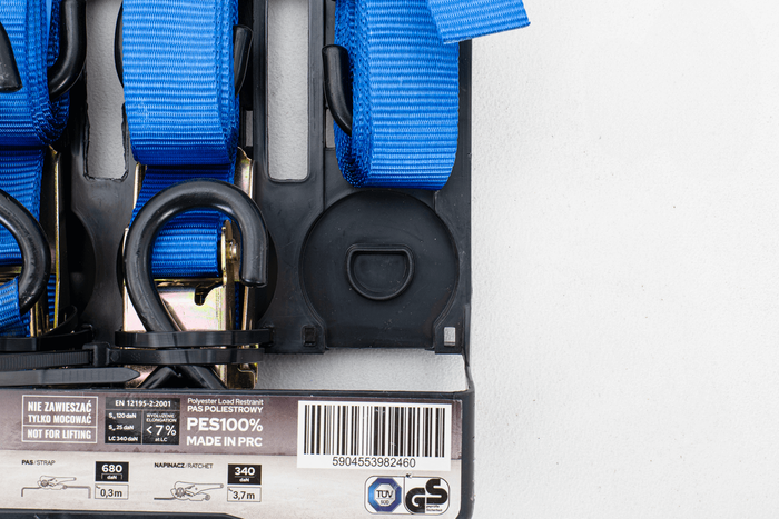 OUTLET Lot de quatre sangles de transport UNITRAIER avec tendeur 4 m/25 mm/0,68 t bleues