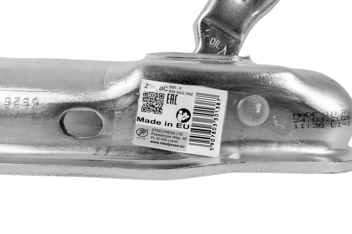 Attelage à boule STEELPRESS ZSK-1700D+Z2 pour remorque de 1700 kg avec timon tubulaire de 35 à 50 mm