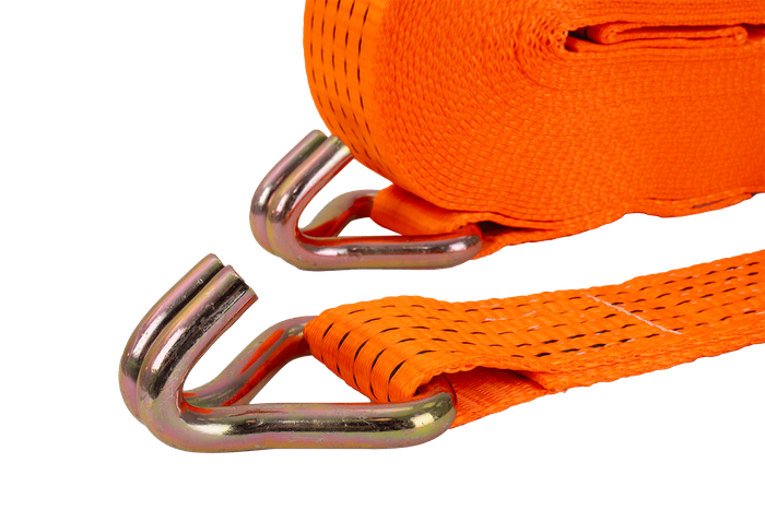 Ensemble de quatre courroies de transport UNITRAILER 15 m/50 mm/5 t orange avec tendeur