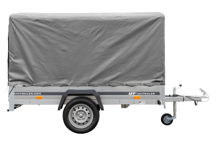 Remorque à un essieu 230x125 UNITRAILER GARDEN 230 KIPP avec châssis H-1100 et bâche grise