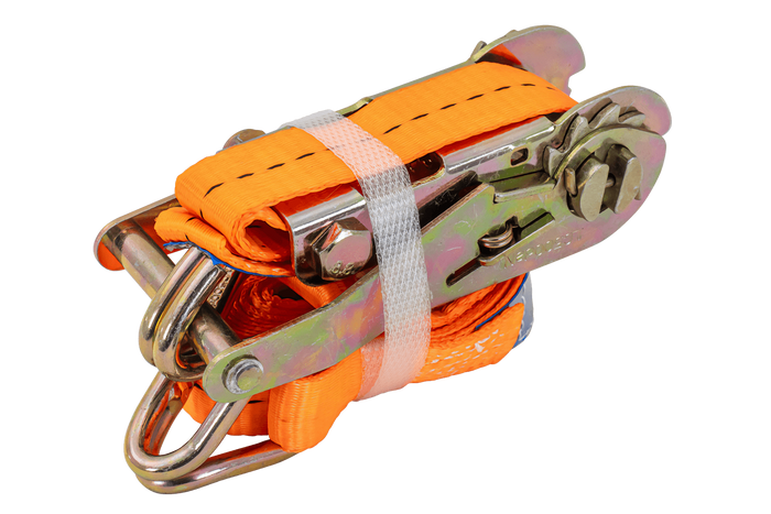 Ensemble de quatre courroies de transport UNITRAIER 3 m/25 mm/1 t orange avec tendeur