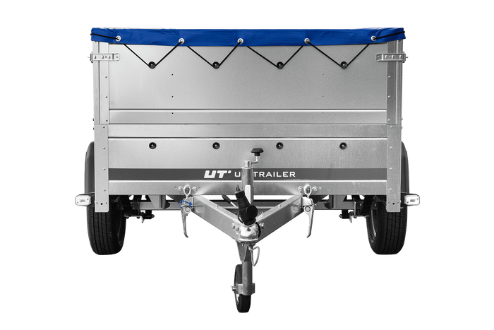 Remorque légère sur ressorts 200x125 UNITRAILER GARDEN 201/R KIPP avec côtés BIS, châssis H-0 et bâche bleue