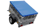 PETITE REMORQUE À VENDRE - GARDEN TRAILER 150 KIPP [AVEC BÂCHE PLATE BLEUE, ROUE JOCKEY ET TIGES DE SUPPORT BÂCHE]