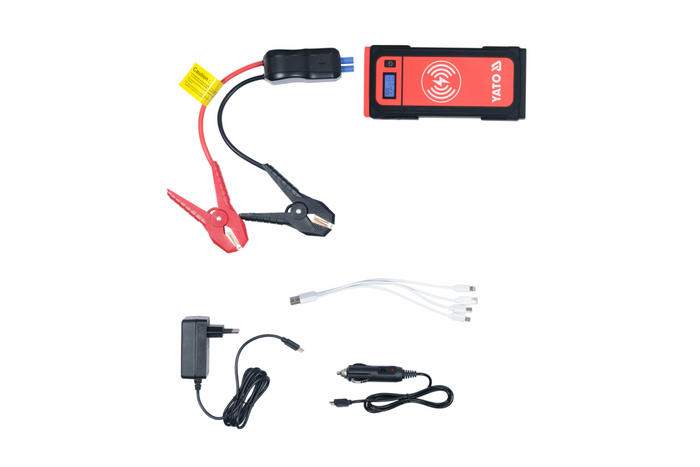 Démarreur de voiture YATO YT-83085 de 16 000 mAh avec démarrage de secours et charge par induction