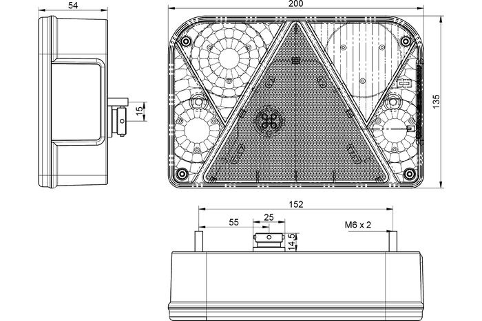 Feu arrière DOBPLAST DPT35, 6 fonctions, gauche