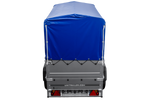 Remorque porte-voitures 200x106 UNITRAILER GARDEN 200 KIPP avec ridelles BIS, châssis H-800 et bâche bleue