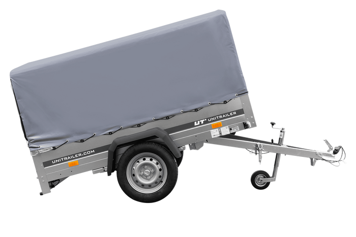 Remorque à un essieu sur ressorts 200x125 UNITRAILER GARDEN 201/R KIPP avec châssis H-800 et bâche grise