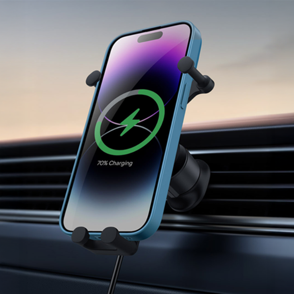 Support de téléphone de voiture BASEUS Stable Gravitional avec charge sans fil Qi 15W pour grille d'aération