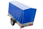 Remorque porte-voitures 230x125 UNITRAILER GARDEN 230 KIPP avec châssis H-1100 et bâche bleue
