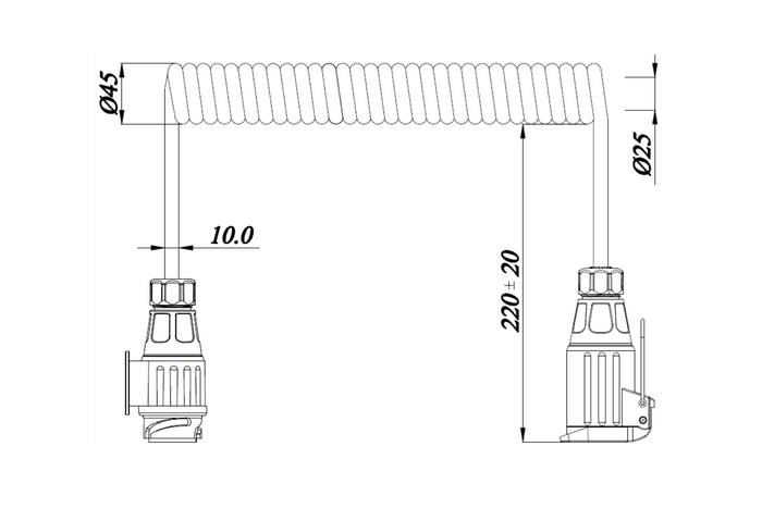 Câble électrique spiralé KAMAR E1384, 3 m, 12 V, prise 13 broches