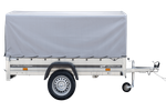 Remorque à un essieu 230x125 UNITRAILER GARDEN 230 KIPP avec châssis H-800 et bâche grise