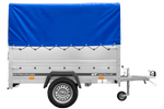Remorque 1 essieu 200x125 UNITRAILER GARDEN 201 KIPP avec ridelles supplémentaires, châssis H-800 et bâche bleue