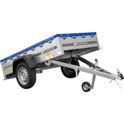 Remorque Garden Trailer 200 Kipp avec roue jockey et bâche plate bleue