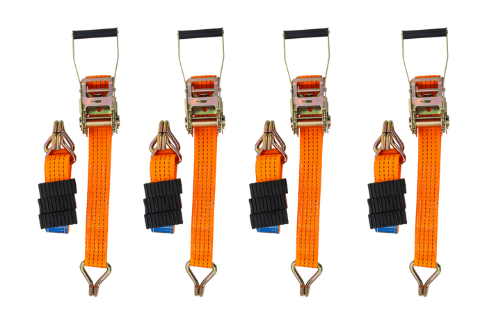 Jeu de quatre sangles de transport 3 points avec tendeur pour remorque UNITRAILER 3 m/50 mm/4 t orange