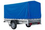 Remorque voiture 264x125 UNITRAILER GARDEN 264 KIPP avec châssis H-1100 et bâche bleue