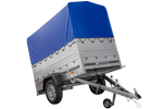 Remorque porte-voitures 200x106 UNITRAILER GARDEN 200 KIPP avec ridelles BIS, châssis H-800 et bâche bleue