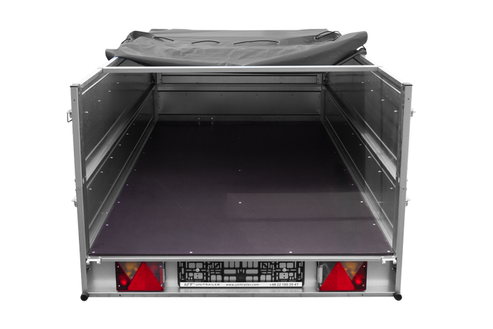Remorque à un essieu sur ressorts 264x125 UNITRAILER GARDEN 264/R KIPP avec côtés, ridelles BIS, châssis H-0 et bâche grise