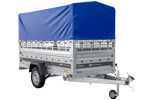 Remorque porte-voitures sur ressorts 264x125 UNITRAILER FORCE 264/R KIPP avec côtés en filet, châssis H-800 et bâche bleue