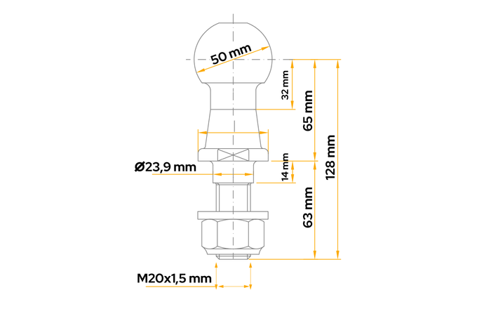 Boule d'attelage WINTERHOFF, galvanisée, 50 mm, 2000 kg