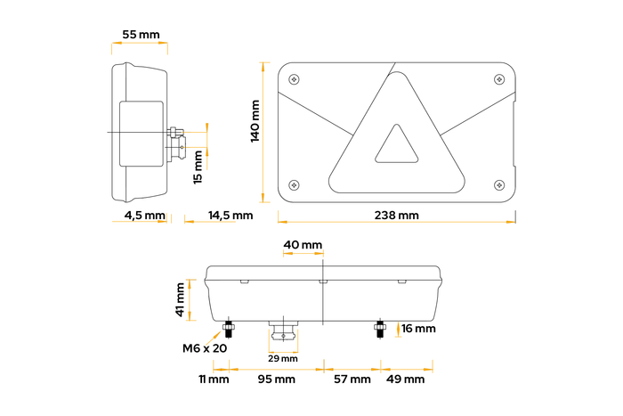 Feu arrière ASPÖCK Multipoint V, 7 fonctions, gauche