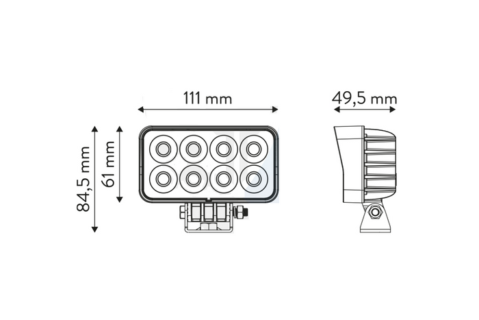 Lampe de travail rectangulaire, réflecteur LED TT TECHNOLOGY NOIR TT.13306, 32 LED, 2560 lm