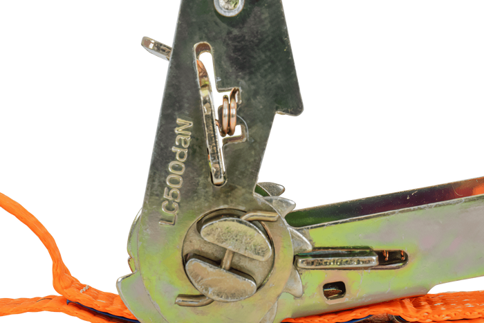 Ensemble de quatre courroies de transport UNITRAIER 3 m/25 mm/1 t orange avec tendeur