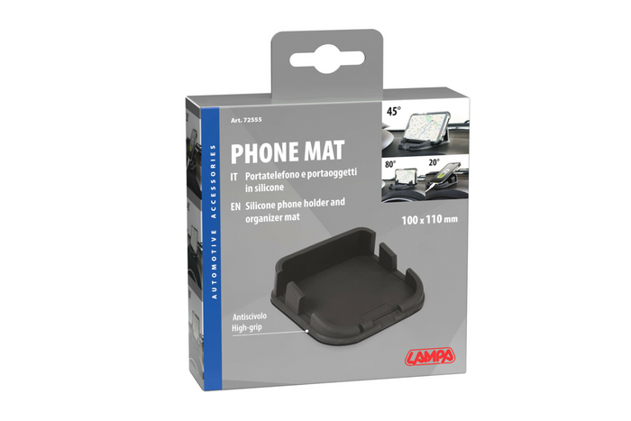Tapis de téléphone LAMPA Phone-Mat en silicone, organiseur/support de voiture 110 x 110 mm