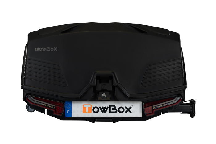 Towbox Camper Alpha noir (court) - coffre de toit monté sur attelage