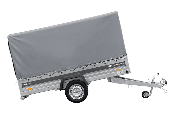 Remorque à un essieu sur ressorts 264x125 UNITRAILER FORCE 264/R KIPP avec châssis H-1100 et bâche grise