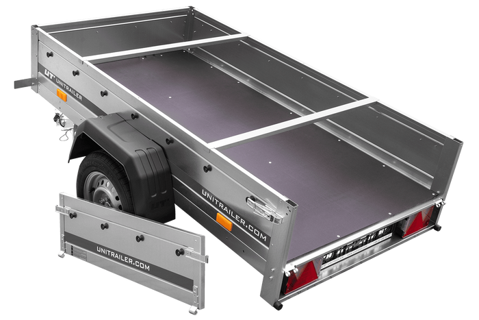 Remorque à un essieu 200x106 UNITRAILER GARDEN 200 KIPP avec châssis H-0 et bâche grise