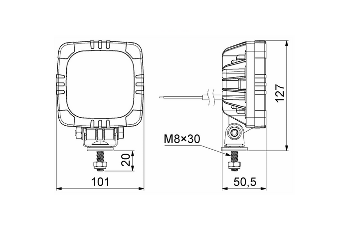 Feu arrière LED HORPOL ROCA LZD 2803, 3 fonctions, universel avec support