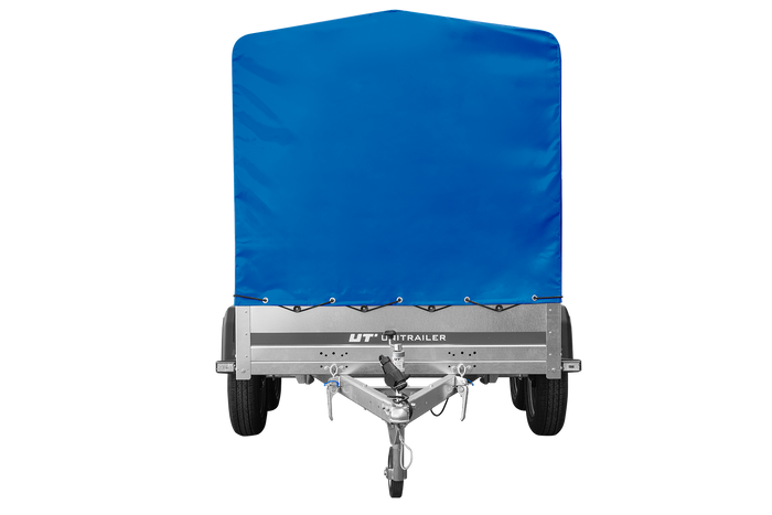 Remorque à deux essieux 264x125 UNITRAILER GARDEN TRAILER 264/2 KIPP avec châssis H-1100 et bâche bleue