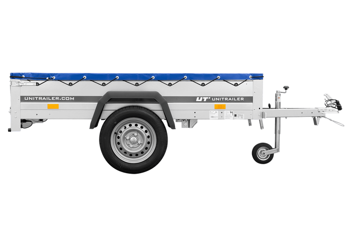 Remorque légère 200x106 UNITRAILER GARDEN 200 KIPP avec châssis H-0 et bâche bleue
