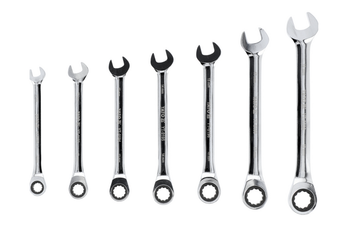 Clés mixtes à cliquet YATO YT-0208 10-19 mm 7 pièces.