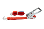 Ensemble de quatre courroies de transport rouges UNITRAIER 4 m/50 mm/5 t avec tendeur