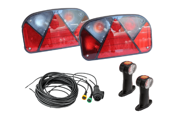 Kit d'éclairage : feux arrière ASPÖCK + feux de gabarit latéraux ASPÖCK + faisceau MANTES 7 m 13 broches
