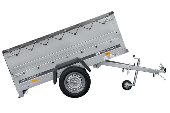 Remorque mono-essieu 200x106 UNITRAILER GARDEN 200 KIPP avec ridelles BIS, châssis H-0 et bâche grise