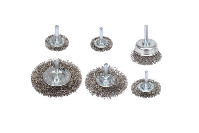 Ensemble de six brosses en acier inoxydable YATO YT-47593 avec tige pour perceuse