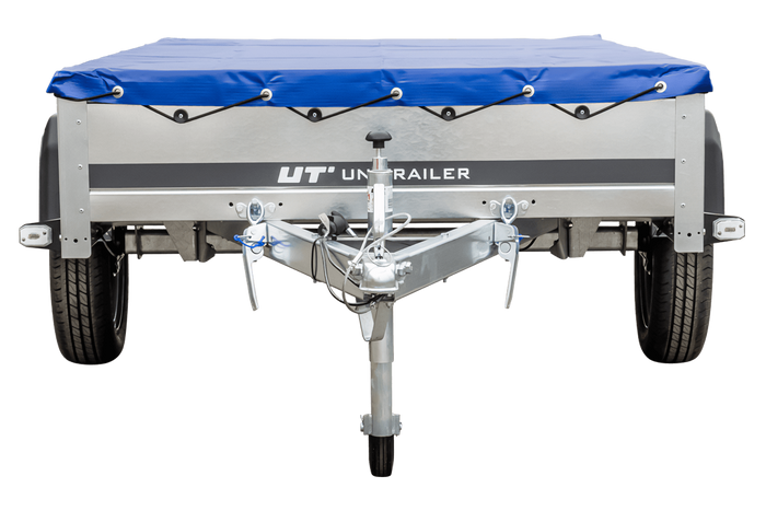Remorque galvanisé 230 x 125 cm Garden Trailer 230 KIPP [avec roue jockey et bâche plate bleue]