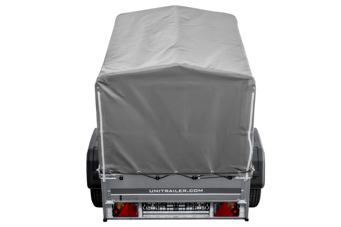 Remorque à un essieu 150x106 UNITRAILER GARDEN 150 KIPP avec châssis H-800 et bâche grise