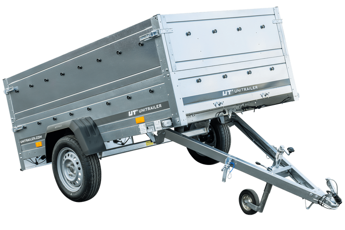 Remorque auto avec rehausses de ridelles et roue jockey Garden Trailer 230 KIPP 2,30 x 1,25 m Unitrailer
