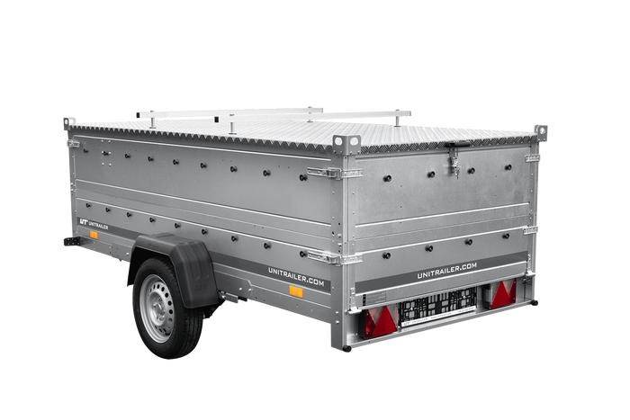 Remorque à un essieu sur ressorts 264x125 UNITRAILER GARDEN 264/R KIPP avec ridelles supplémentaires et capot en aluminium
