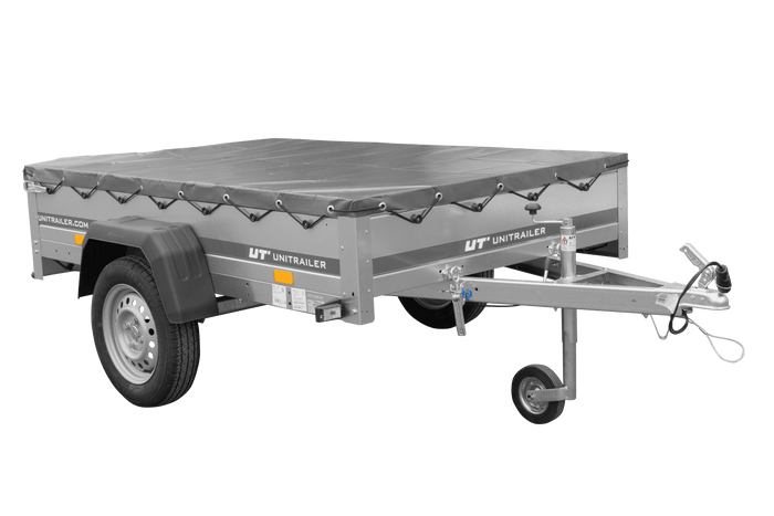 Remorque de voiture 200x125 UNITRAILER GARDEN 201 KIPP avec châssis H-0 et bâche grise