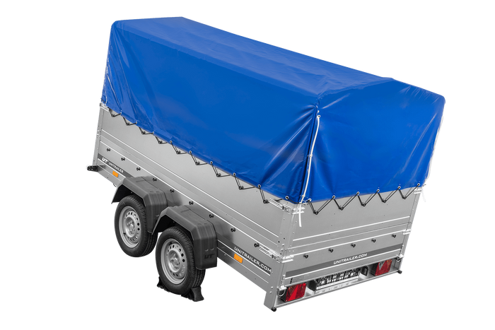 Remorque légère 264x150 UNITRAILER GARDEN 265/2 KIPP avec côtés BIS, châssis H-800 et bâche bleue