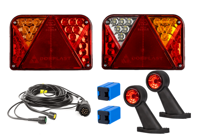 Kit d&#39;éclairage : feux arrière LED DOBPLAST DPT35 + feux de position latéraux LED FRISTOM FT-009 + faisceau MANTES 4,5 m 7 broches